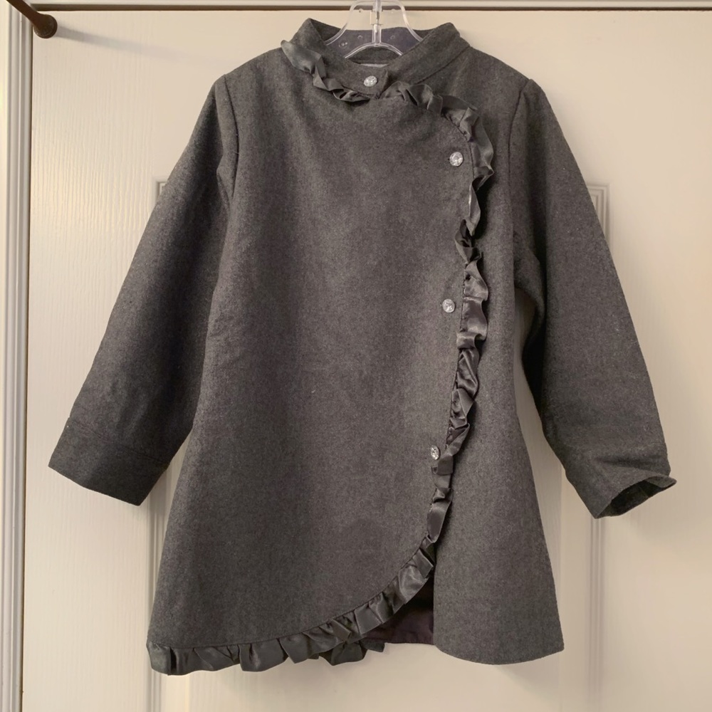 NEW Addie & Ella Grey Asymmetrical Button Coat
